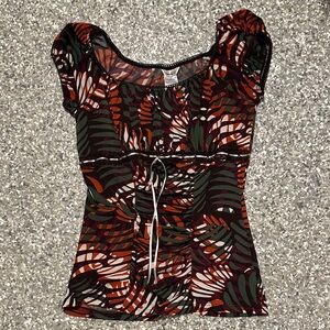 Women's Multicolor Leaf Print Top